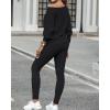 imageCHICME 2 Piece Lounge Outfit 2025 Long Sleeve Knit Pullover Tops Drawstring Pants Set Tracksuit SweatsuitBlack
