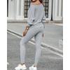 imageCHICME 2 Piece Lounge Outfit 2025 Long Sleeve Knit Pullover Tops Drawstring Pants Set Tracksuit SweatsuitGray