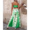 imageCHICME 2 Piece Outfits for Women Spaghetti Strap Crop Tank Top and Floral Wide Leg Pants Matching SetAgreen