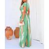 imageCHICME 2 Piece Sets for Women Summer V Neck Shirred Crop Top Wide Leg Pants with Pockets Vacation Beach Travel OutfitsGreen