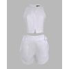 imageCHICME 2 Pieces Summer Outfit For Women Halter Sleeveless Tank Top and Drastring Shorts Set Casual Vocation OutfitsAwhite