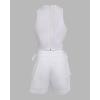 imageCHICME 2 Pieces Summer Outfit For Women Halter Sleeveless Tank Top and Drastring Shorts Set Casual Vocation OutfitsAwhite