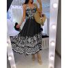 imageCHICME BEST SHOPPING DEALS Floral Print V Neck Button Front Sleeveless Maxi Dress Casual Hollow Out A Line DressBlack
