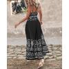imageCHICME BEST SHOPPING DEALS Floral Print V Neck Button Front Sleeveless Maxi Dress Casual Hollow Out A Line DressBlack
