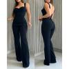 imageCHICME Jumpsuits for Women Dressy Bandeau Thick Strap Casual Jumpsuit Backless Laceup Party Holiday OverallsAblack