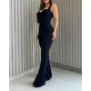 imageCHICME Jumpsuits for Women Dressy Bandeau Thick Strap Casual Jumpsuit Backless Laceup Party Holiday OverallsAblack