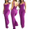 imageCHICME Jumpsuits for Women Dressy Bandeau Thick Strap Casual Jumpsuit Backless Laceup Party Holiday OverallsShot Pink