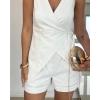 imageCHICME Summer Sets for Women 2 Piece Outfits Wrap V Neck Sleeveless Tank and Shorts Set Casual Outfits for WomenWhite