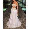 imageCHICME Two Piece Skirt Outfits for Women Sleeveless Crochet Tube Top Sexy Sheer Maxi Skirt SetsWhite