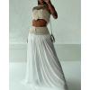 imageCHICME Two Piece Skirt Outfits for Women Sleeveless Crochet Tube Top Sexy Sheer Maxi Skirt SetsWhite