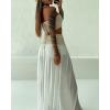 imageCHICME Two Piece Skirt Outfits for Women Sleeveless Crochet Tube Top Sexy Sheer Maxi Skirt SetsWhite
