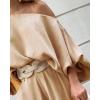 imageCHICME Women Summer 2 Piece Outfits Off Shoulder Lantern Sleeve Top Flowy Wide Leg Pants SetApricot