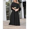 imageCHICME Women Summer 2 Piece Outfits Off Shoulder Lantern Sleeve Top Flowy Wide Leg Pants SetBlack