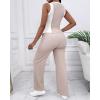 imageCHICME Womens 2 Piece Outfits Casual Slim Fit Tank Tops Elastic Waist Straight Leg Pants Ribbed TracksuitsApricot