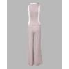 imageCHICME Womens 2 Piece Outfits Casual Slim Fit Tank Tops Elastic Waist Straight Leg Pants Ribbed TracksuitsApricot