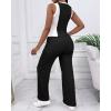 imageCHICME Womens 2 Piece Outfits Casual Slim Fit Tank Tops Elastic Waist Straight Leg Pants Ribbed TracksuitsBlack
