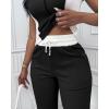 imageCHICME Womens 2 Piece Outfits Casual Slim Fit Tank Tops Elastic Waist Straight Leg Pants Ribbed TracksuitsBlack
