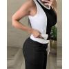 imageCHICME Womens 2 Piece Outfits Casual Slim Fit Tank Tops Elastic Waist Straight Leg Pants Ribbed TracksuitsBlack