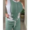 imageCHICME Womens 2 Piece Outfits Casual Slim Fit Tank Tops Elastic Waist Straight Leg Pants Ribbed TracksuitsGreen