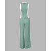 imageCHICME Womens 2 Piece Outfits Casual Slim Fit Tank Tops Elastic Waist Straight Leg Pants Ribbed TracksuitsGreen