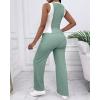 imageCHICME Womens 2 Piece Outfits Casual Slim Fit Tank Tops Elastic Waist Straight Leg Pants Ribbed TracksuitsGreen
