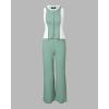 imageCHICME Womens 2 Piece Outfits Casual Slim Fit Tank Tops Elastic Waist Straight Leg Pants Ribbed TracksuitsGreen