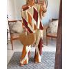 imageCHICME Womens 2 Piece Outfits Off The Shoulder Printed Batwing Long Sleeve Tops and Wide Leg Pants Matching SetsBrown