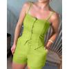 imageCHICME Womens Beach Vacation ampamp Casual Matching Set  Sleeveless Button High Waisted Pocket Shorts Comfy Trendy 2Piece Outfit for Summer