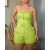 imageCHICME Womens Beach Vacation ampamp Casual Matching Set  Sleeveless Button High Waisted Pocket Shorts Comfy Trendy 2Piece Outfit for Summer