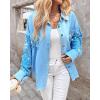 imageCHICME Womens Denim Jacket 2025 Sequin Patchwork Long Sleeve Jackets Top Button Front Oversized Denim ShacketBlue