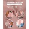 imageCHICME Womens Denim Jacket 2025 Sequin Patchwork Long Sleeve Jackets Top Button Front Oversized Denim ShacketEpink