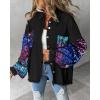 imageCHICME Womens Denim Jacket 2025 Sequin Patchwork Long Sleeve Jackets Top Button Front Oversized Denim ShacketMulticolor