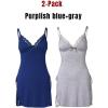 imageCHICME Womens Lace Trim Side Slit Modal Cami Sleep Dress Loungewear Cute Night Gowns for Women2pack Bluegray