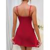 imageCHICME Womens Lace Trim Side Slit Modal Cami Sleep Dress Loungewear Cute Night Gowns for Women2pack Redblack