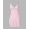 imageCHICME Womens Lace Trim Side Slit Modal Cami Sleep Dress Loungewear Cute Night Gowns for WomenPink