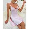 imageCHICME Womens Lace Trim Side Slit Modal Cami Sleep Dress Loungewear Cute Night Gowns for WomenPink