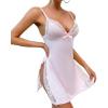 imageCHICME Womens Lace Trim Side Slit Modal Cami Sleep Dress Loungewear Cute Night Gowns for WomenPink