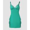 imageCHICME Womens Lace Trim Side Slit Modal Cami Sleep Dress Loungewear Cute Night Gowns for WomenZgreen