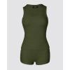 imageCHICME Womens Pajama Sets Casual Sleeveless Tank Top and Shorts Ribbed Knit 2 Piece Lounge SetBarmy Green