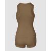 imageCHICME Womens Pajama Sets Casual Sleeveless Tank Top and Shorts Ribbed Knit 2 Piece Lounge SetKhaki