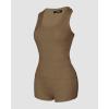 imageCHICME Womens Pajama Sets Casual Sleeveless Tank Top and Shorts Ribbed Knit 2 Piece Lounge SetKhaki