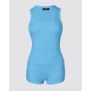 imageCHICME Womens Pajama Sets Casual Sleeveless Tank Top and Shorts Ribbed Knit 2 Piece Lounge SetLighted Blue