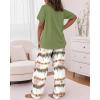 imageCHICME Womens Pajamas Sets 2 Piece Short Sleeve Lounge Set Printed Loose Pants Pj Sets Loungewear SetAombre Green