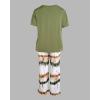 imageCHICME Womens Pajamas Sets 2 Piece Short Sleeve Lounge Set Printed Loose Pants Pj Sets Loungewear SetAombre Green