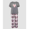 imageCHICME Womens Pajamas Sets 2 Piece Short Sleeve Lounge Set Printed Loose Pants Pj Sets Loungewear SetHeart Gray