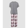 imageCHICME Womens Pajamas Sets 2 Piece Short Sleeve Lounge Set Printed Loose Pants Pj Sets Loungewear SetHeart Gray