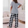 imageCHICME Womens Pajamas Sets 2 Piece Short Sleeve Lounge Set Printed Loose Pants Pj Sets Loungewear SetPlaid Gray