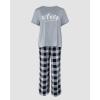 imageCHICME Womens Pajamas Sets 2 Piece Short Sleeve Lounge Set Printed Loose Pants Pj Sets Loungewear SetPlaid Gray
