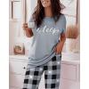 imageCHICME Womens Pajamas Sets 2 Piece Short Sleeve Lounge Set Printed Loose Pants Pj Sets Loungewear SetPlaid Gray
