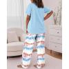 imageCHICME Womens Pajamas Sets 2 Piece Short Sleeve Lounge Set Printed Loose Pants Pj Sets Loungewear SetPombre Blue